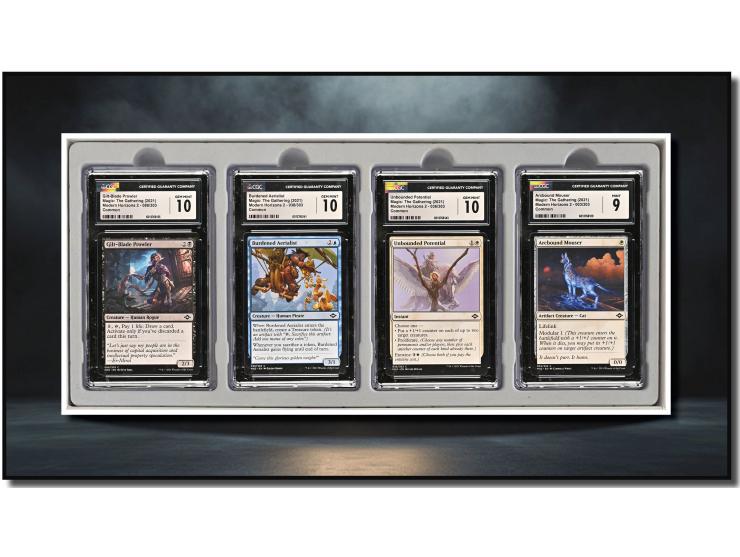This curated set of four cards is a magnificent visual feast, paying homage to the deep legacy and innovative spirit of Magic